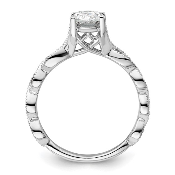 14k White Gold 1/8 carat Lab Grown Diamond VS/SI+ G+ 1 carat Center Oval Semi Mount Engagement Ring