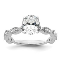 14K White Gold 0.12 Carat Lab Grown Diamond VS SI+ G+ 1 Carat Center Oval Semi Mount Engagement Ring view 1