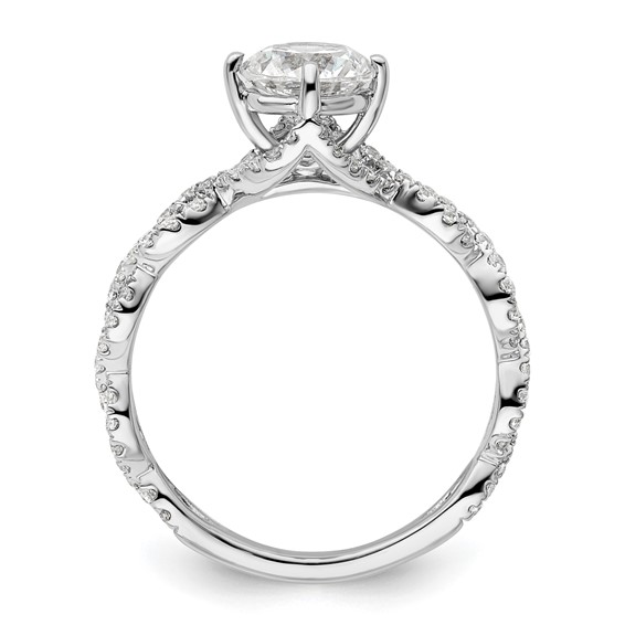 14k White Gold 1/2 carat Lab Grown Diamond VS/SI+ G+ 1 carat Center Round Semi Mount Engagement Ring