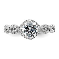 14K White Gold 0.50 Carat Lab Grown Diamond VS SI+ G+ 1 Carat Center Round Semi Mount Engagement Ring view 4