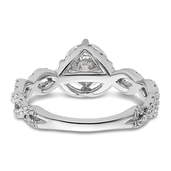 14k White Gold 1/2 carat Lab Grown Diamond VS/SI+ G+ 1 carat Center Round Semi Mount Engagement Ring