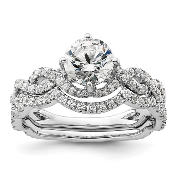 14k White Gold 1/2 carat Lab Grown Diamond VS/SI+ G+ 1 carat Center Round Semi Mount Engagement Ring