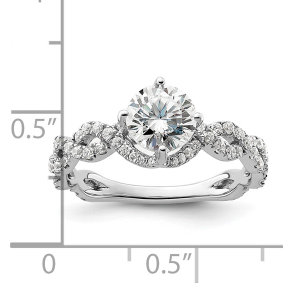 14k White Gold 1/2 carat Lab Grown Diamond VS/SI+ G+ 1 carat Center Round Semi Mount Engagement Ring
