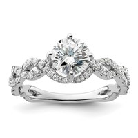 14K White Gold 0.50 Carat Lab Grown Diamond VS SI+ G+ 1 Carat Center Round Semi Mount Engagement Ring view 1
