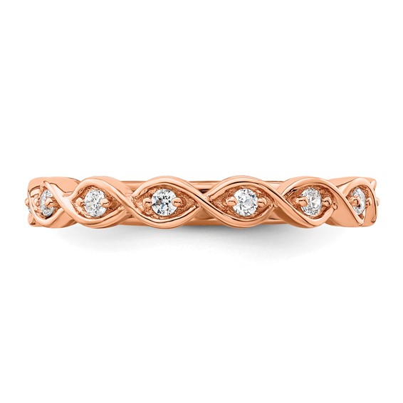 14k Rose Gold 1/5 carat Lab Grown Diamond VS/SI+ G+ Complete Wedding Band