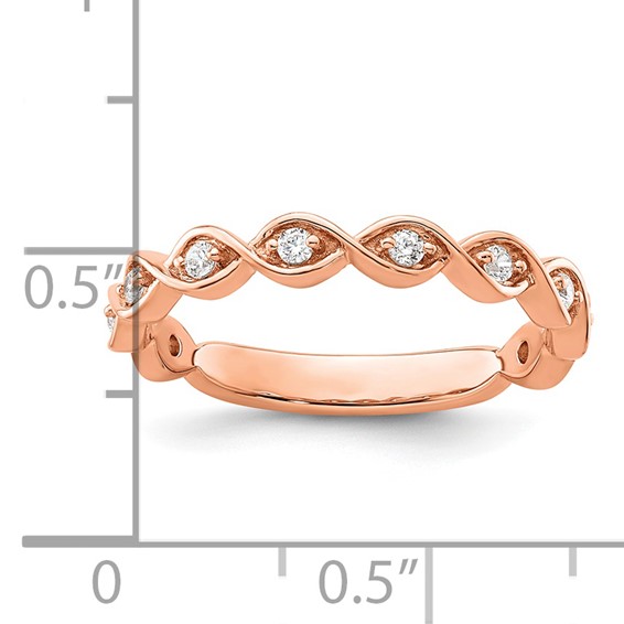 14k Rose Gold 1/5 carat Lab Grown Diamond VS/SI+ G+ Complete Wedding Band