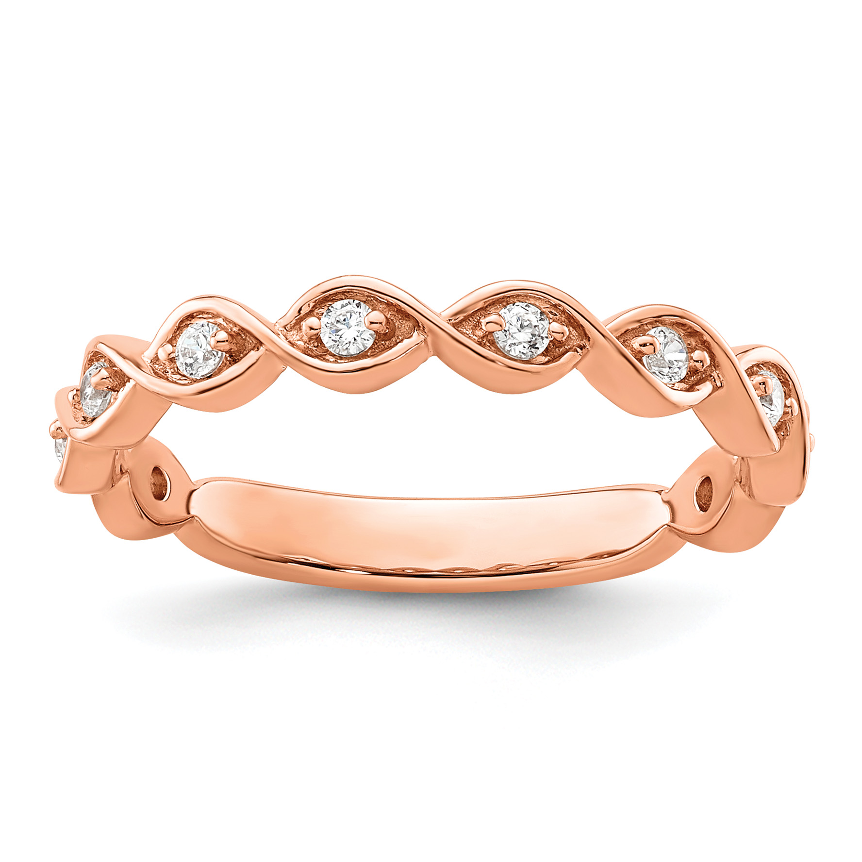 14k Rose Gold 1/5 carat Lab Grown Diamond VS/SI+ G+ Complete Wedding Band (RM9100B-018-7RLG)