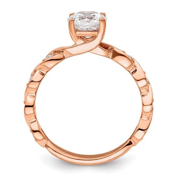 14k Rose Gold 1/6 carat Lab Grown Diamond VS/SI+ G+ 1 carat Center Round Semi Mount Engagement Ring