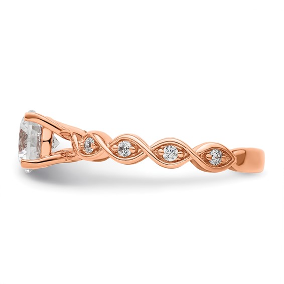 14k Rose Gold 1/6 carat Lab Grown Diamond VS/SI+ G+ 1 carat Center Round Semi Mount Engagement Ring