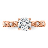 14K Rose Gold 0.17 Carat Lab Grown Diamond VS SI+ G+ 1 Carat Center Round Semi Mount Engagement Ring view 4