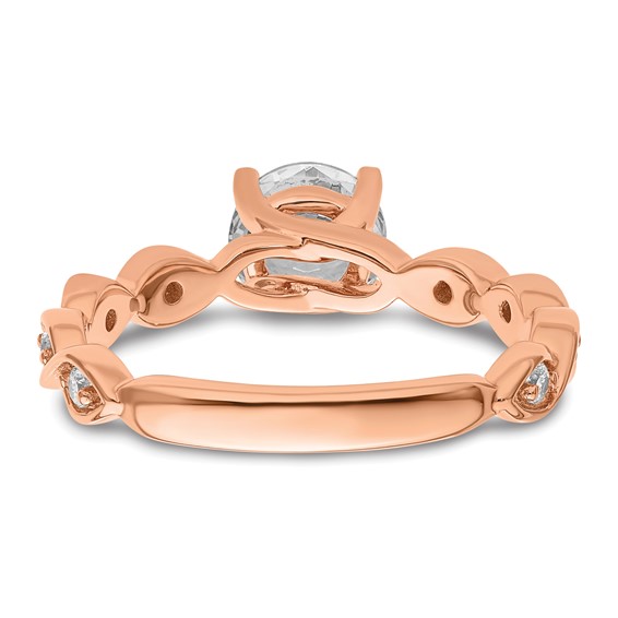 14k Rose Gold 1/6 carat Lab Grown Diamond VS/SI+ G+ 1 carat Center Round Semi Mount Engagement Ring