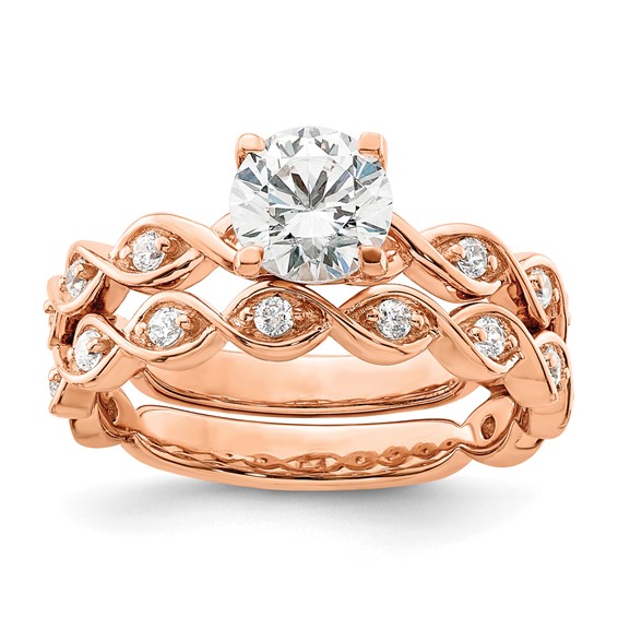 14k Rose Gold 1/6 carat Lab Grown Diamond VS/SI+ G+ 1 carat Center Round Semi Mount Engagement Ring