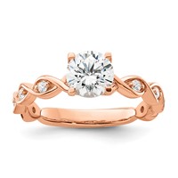 14K Rose Gold 0.17 Carat Lab Grown Diamond VS SI+ G+ 1 Carat Center Round Semi Mount Engagement Ring view 1
