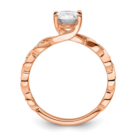 14k Rose Gold 1/6 carat Lab Grown Diamond VS/SI+ G+ 1 carat Center Oval Semi Mount Engagement Ring
