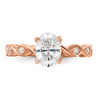 14K Rose Gold 0.17 Carat Lab Grown Diamond VS SI+ G+ 1 Carat Center Oval Semi Mount Engagement Ring view 4