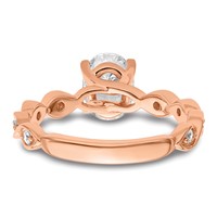14K Rose Gold 0.17 Carat Lab Grown Diamond VS SI+ G+ 1 Carat Center Oval Semi Mount Engagement Ring view 5