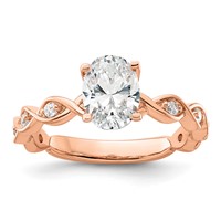 14K Rose Gold 0.17 Carat Lab Grown Diamond VS SI+ G+ 1 Carat Center Oval Semi Mount Engagement Ring view 1