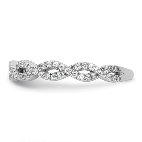 14k White Gold Complete Diamond Twisted Wedding Band