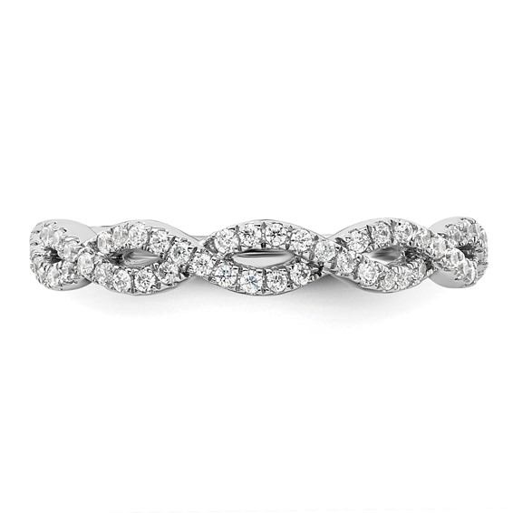 14k White Gold Complete Diamond Twisted Wedding Band