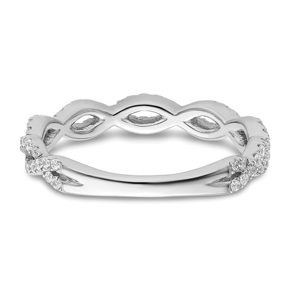 14k White Gold Complete Diamond Twisted Wedding Band