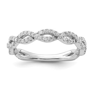 14k White Gold Complete Diamond Twisted Wedding Band