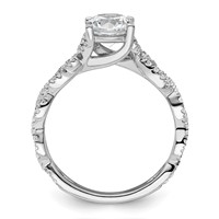 14K White Gold 0.38 Carat Lab Grown Diamond VS SI+ G+ 1 Carat Center Semi Mount Engagement Ring view 2