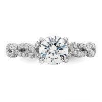 14K White Gold 0.38 Carat Lab Grown Diamond VS SI+ G+ 1 Carat Center Semi Mount Engagement Ring view 4