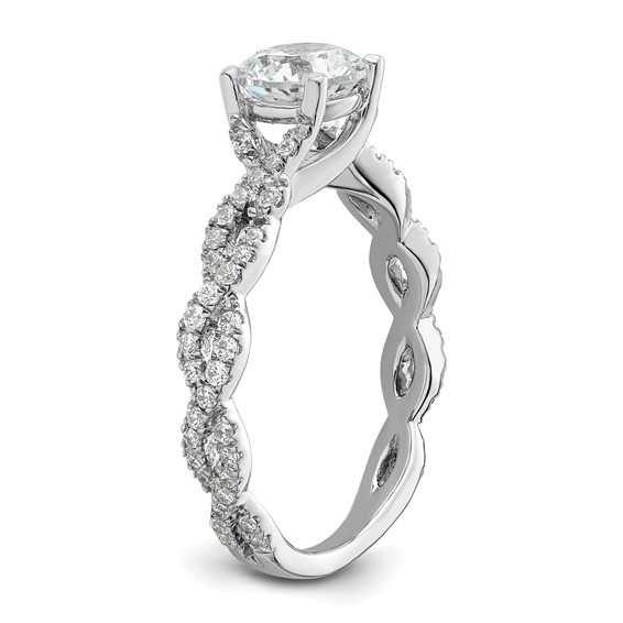 14k White Gold Semi-Mount Diamond Round Center Twist Engagement Ring