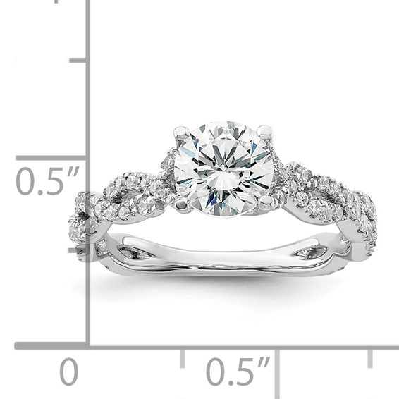 14k White Gold 3/8 carat Lab Grown Diamond VS/SI+ G+ 1 carat Center Semi Mount Engagement Ring
