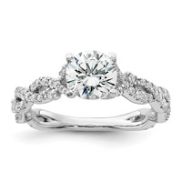 14K White Gold 0.38 Carat Lab Grown Diamond VS SI+ G+ 1 Carat Center Semi Mount Engagement Ring view 1