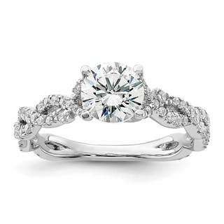 14k White Gold 3/8 carat Lab Grown Diamond VS/SI+ G+ 1 carat Center Semi Mount Engagement Ring