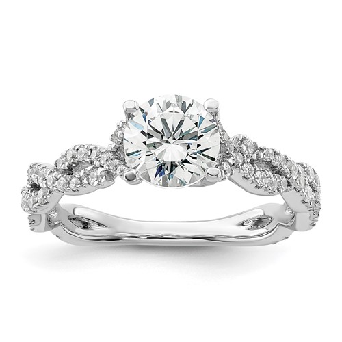 14K White Gold 0.38 Carat Lab Grown Diamond VS SI+ G+ 1 Carat Center Semi Mount Engagement Ring