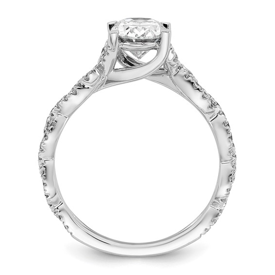 14k White Gold Semi-Mount Diamond Oval Center Twist Engagement Ring