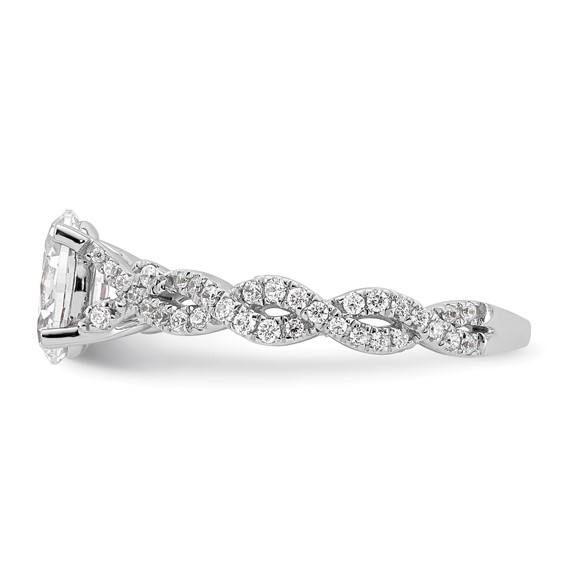 14k White Gold Semi-Mount Diamond Oval Center Twist Engagement Ring