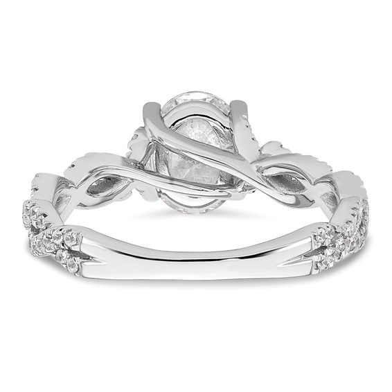 14k White Gold Semi-Mount Diamond Oval Center Twist Engagement Ring