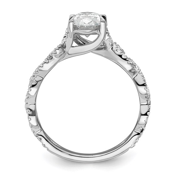 14k White Gold 3/8 carat Lab Grown Diamond VS/SI+ G+ 1 carat Center Oval Semi Mount Engagement Ring