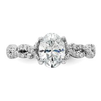 14K White Gold 0.38 Carat Lab Grown Diamond VS SI+ G+ 1 Carat Center Oval Semi Mount Engagement Ring view 4