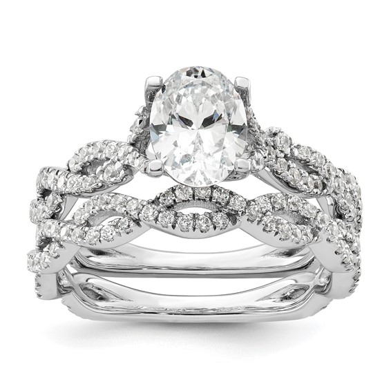 14k White Gold 3/8 carat Lab Grown Diamond VS/SI+ G+ 1 carat Center Oval Semi Mount Engagement Ring