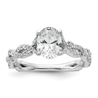 14K White Gold 0.38 Carat Lab Grown Diamond VS SI+ G+ 1 Carat Center Oval Semi Mount Engagement Ring view 1