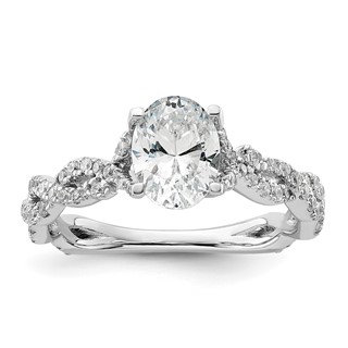 14k White Gold 3/8 carat Lab Grown Diamond VS/SI+ G+ 1 carat Center Oval Semi Mount Engagement Ring