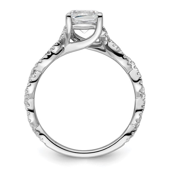 14k White Gold Semi-Mount Diamond Cushion Center Twist Engagement Ring