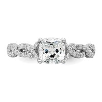 14K White Gold 0.38 Carat Lab Grown Diamond VS SI+ G+ 1 Carat Center Cushion Semi Mount Engagement Ring view 4
