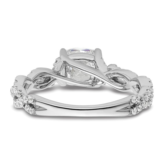 14k White Gold Semi-Mount Diamond Cushion Center Twist Engagement Ring