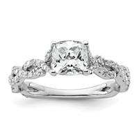 14K White Gold 0.38 Carat Lab Grown Diamond VS SI+ G+ 1 Carat Center Cushion Semi Mount Engagement Ring view 1