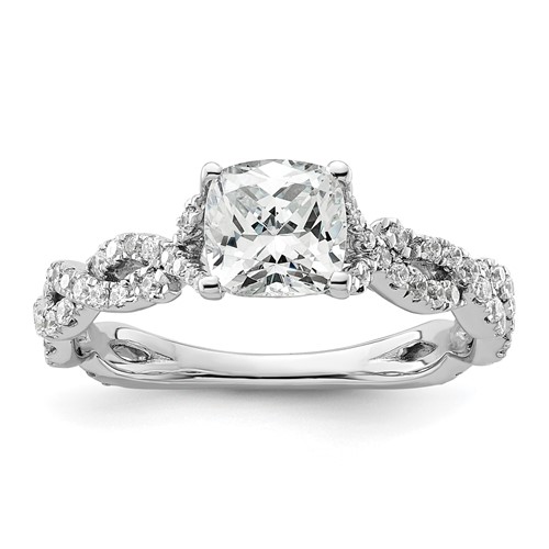 14K White Gold 0.38 Carat Lab Grown Diamond VS SI+ G+ 1 Carat Center Cushion Semi Mount Engagement Ring