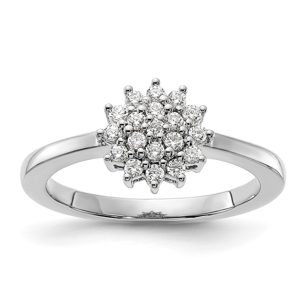 14K White Gold 0.25 Carat Lab Grown Diamond VS SI+ G+ Complete Cluster Ring