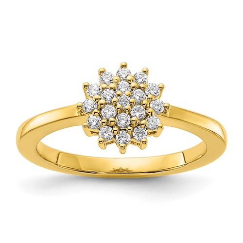 14K Yellow Gold 0.25 Carat Lab Grown Diamond VS SI+ G+ Complete Cluster Ring