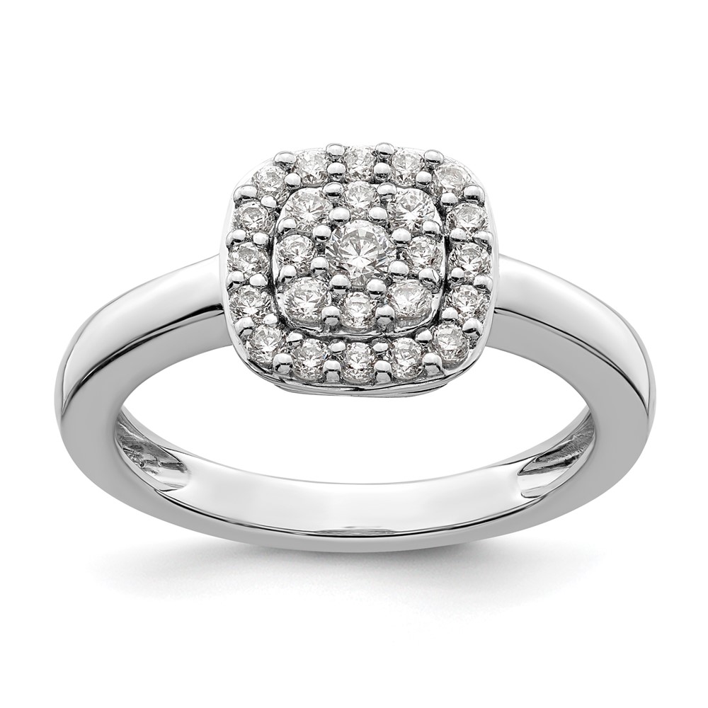 14K White Gold 0.38 Carat Lab Grown Diamond VS SI+ G+ Complete Square Halo Ring