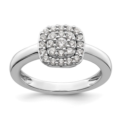 14K White Gold 0.38 Carat Lab Grown Diamond VS SI+ G+ Complete Square Halo Ring