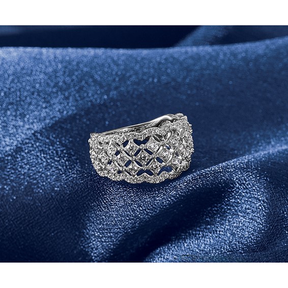 14k White Gold 1 carat Lab Grown Diamond VS/SI+ G+ Complete Fashion Ring